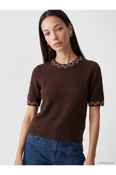 LC Waikiki Crew Neck Stone Embroidered Women's Knitwear Sweater