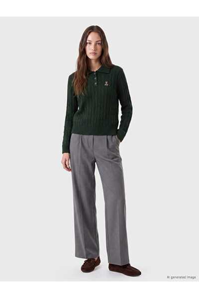 LC Waikiki Polo Neck Patterned Women's Knitwear Sweater
