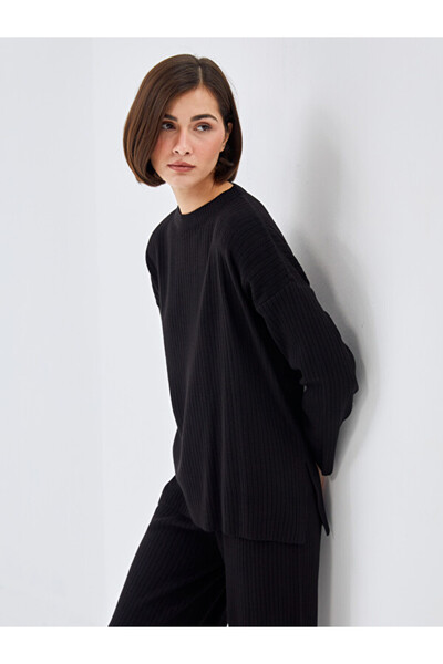 LC Waikiki Crew Neck Textured Oversize Women's Knitwear Sweater