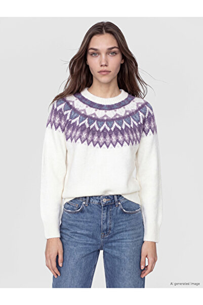 LC Waikiki Crew Neck Patterned Women's Knitwear Sweater
