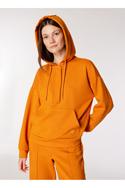 JEEP Women's Orange Hooded Loose Fit Sweatshirt J4WL-SWT7044