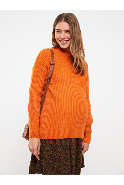 LC Waikiki Stand Collar Plain Long Sleeve Maternity Knitwear Sweater