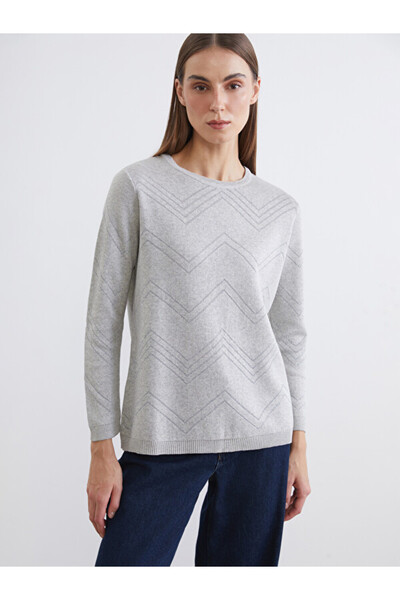 LC Waikiki Crew Neck Patterned Women's Knitwear Sweater