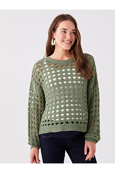 LC Waikiki Crew Neck Self-Patterned Long Sleeve Maternity Knitwear Sweater