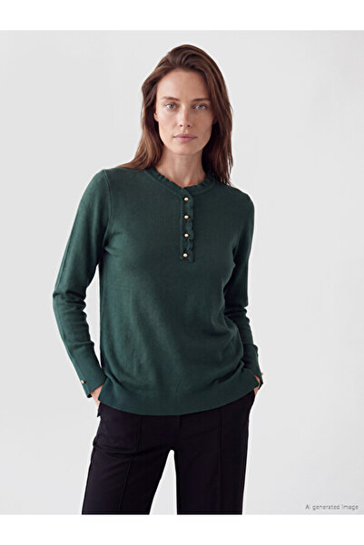 LC Waikiki Ruffled Crew Neck Women's Knit Sweater