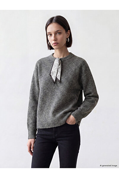 LC Waikiki Women's Knitwear Sweater with Scarf Collar