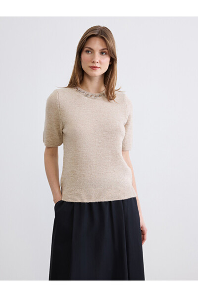 LC Waikiki Crew Neck Women's Knitwear Sweater with Stones