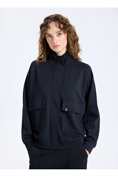 JEEP Navy Women's Hooded Loose Fit Sweatshirt J5WL SWT7148