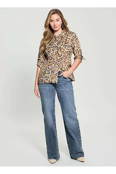 Guess Women's Multicolor Regular Fit Shirt ENORA EQUIPMENT SHIR - ECO VI SHINY