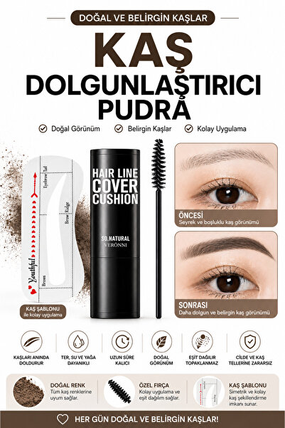 BİOREAL Kaş Dolgunlaştırıcı Pudra Açık kahve – Kaş Şekillendirici Stamp Seti, 20 Kaş Şablonlu, Suya ve Tere Dayanıklı