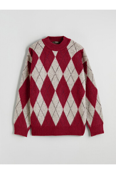 LC Waikiki Diamond Patterned Oversize Women's Knitwear Sweater