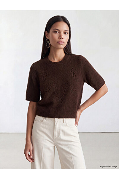 LC Waikiki Crew Neck Embroidered Women's Knit Sweater