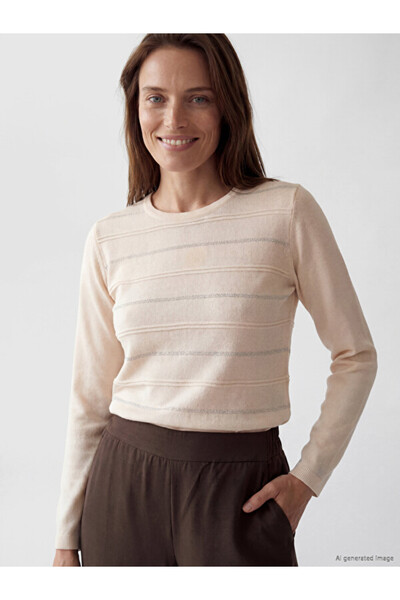 LC Waikiki Crew Neck Striped Women's Knitwear Sweater