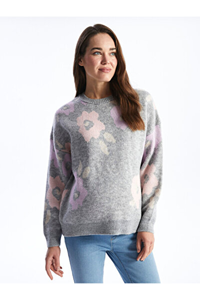 LC Waikiki Crew Neck Patterned Long Sleeve Maternity Knitwear Sweater