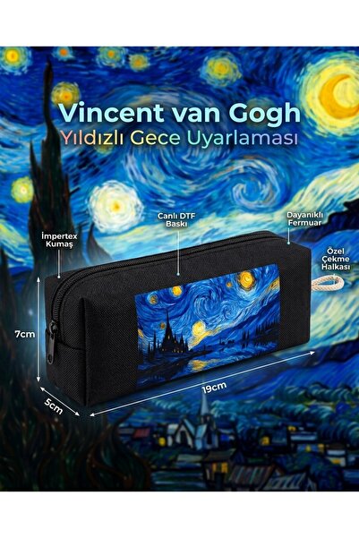 BYBAG Vincent Van Gogh Starry Night Printed Black Pen Holder 19X7X5 cm Large ...