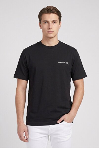 883 Police Men Crew Neck Short Sleeve Graphic Print T-Shirt, Black