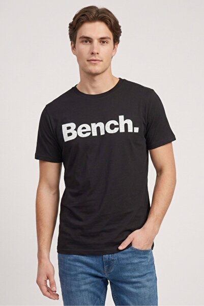 BENCH Men Crew Neck Short Sleeve Brand Logo T-Shirt, Black