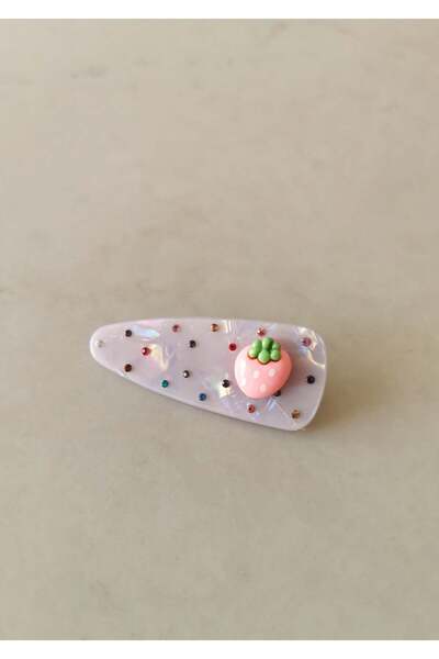 Halley Concept Pink Strawberry Figured Lilac-Looking Stone Clasp 7X2.5 cm