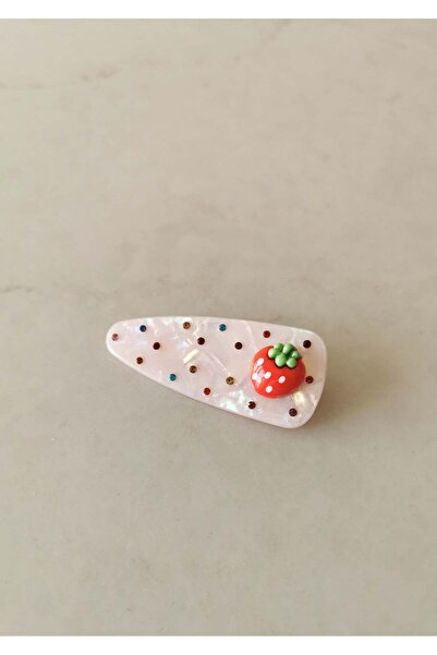 Halley Concept Pink-Colored Stone Pliers with Red Strawberry Figure 7X2.5 cm