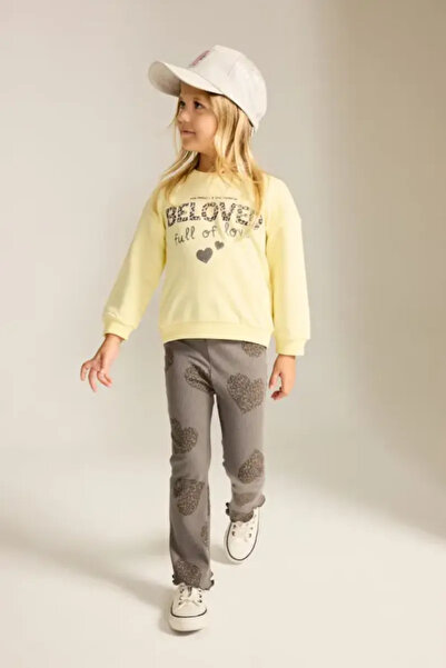 DeFacto Cotton Printed 2-Piece Light Yellow Set for Baby Girl I1520A526Au
