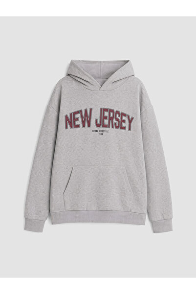 LC Waikiki Lcw Kids Gray New Jersey Printed Boys' Sweatshirt