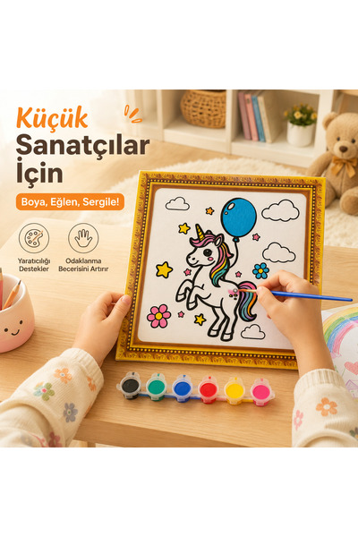 Vavdiyo Kadife Tuval Boyama Seti – 6 Renk Boya Dahil – Çocuklar İçin Çerçevel...