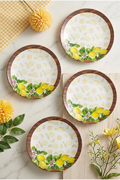 grandora 6’lı Limon Desenli 26 CM Porselen Servis Tabağı Seti - Kahvaltı, Sun...