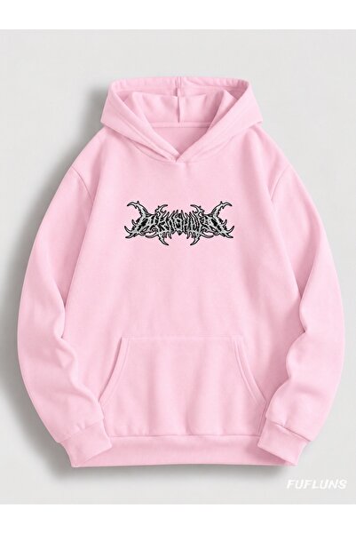 FUFLUNS GOTİK İSKELET ÖN VE SIRT BASKILI OVERSİZE UNISEX KAPÜŞONLU SWEATSHİRT