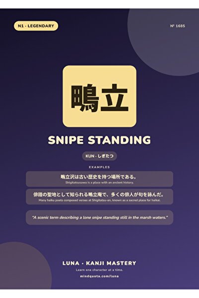 OEM Poster Infografic Kanji Pasare Starc in Picioare, Caligrafie Japoneza, Ca...