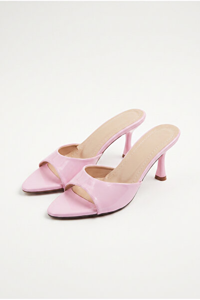 Bianco Lucci Women's Patent Leather Open-Toe Thin Heeled Slippers 50021013