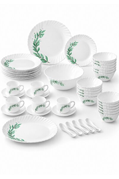 La Opala Classique Collection 44 Pcs Opalware Dinner Set White Dinnerware Set...