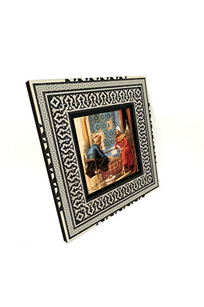 Sadrazam Chess Players Printed 20X20 Mdf Anatolian Table Krt-132