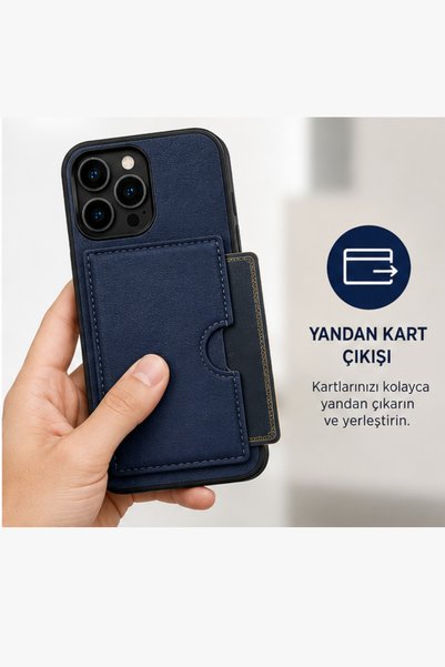 MayCap iPhone 14 Pro Max Compatible Stand Case with Dark Blue Card Holder for Women and Men, Luxury Magnetic Functional Case