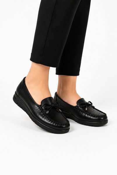 Jagulep Orthopedic Bowknot Comfortable Breathable Women's Casual Shoes Black