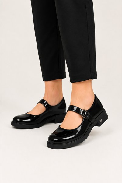 Jagulep Side Buckle Office Women's Casual Shoes Black - Black