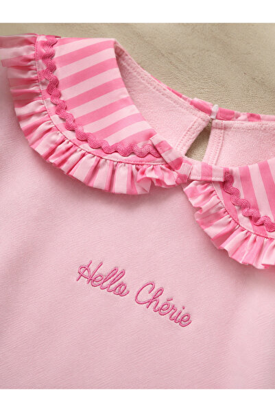 Milo Sol Milo+Sol Kız Çocuk Pembe Fırfırlı Yakalı Nakışlı Sweatshirt – Hello Chérie