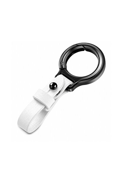 Generic Premium Zinc Alloy Car Keychain with Quick-Open Ring, White Leather S...