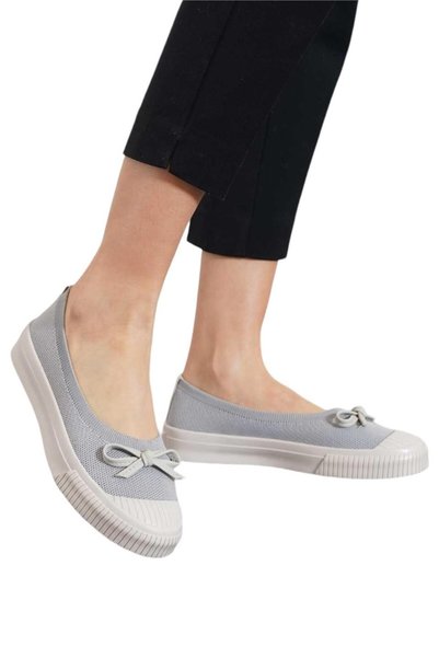 Jagulep Knitwear Bowknot Summer Women's Ballerina Shoes Gray