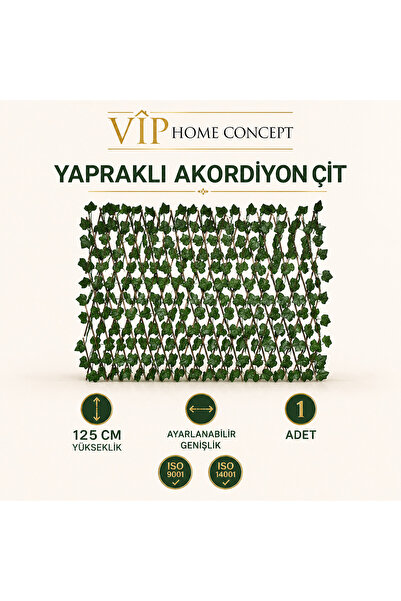 Vip Home Concept Yapraklı Akordiyon Çit 125 cm Ayarlanabilir Dekoratif Sarmaş...