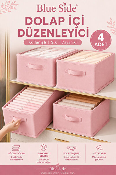 BLUE SİDE 4 Adet 45/20/25 Dolap İçi Düzenleyici Kıyafet Organizeri – Katlanab...