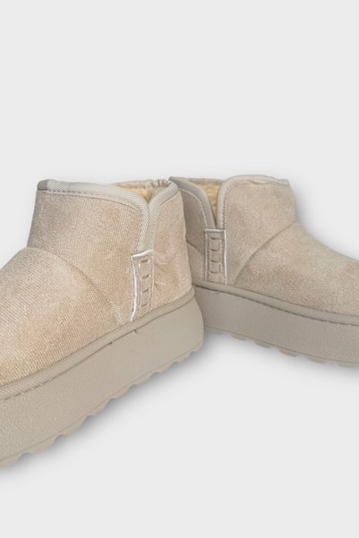 Jagulep Suede Fur Lined Thick Sole Women's Boots Beige