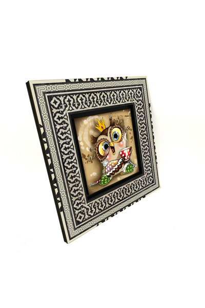 Sadrazam Owl Printed 20X20 Mdf Anatolian Painting Krg-164
