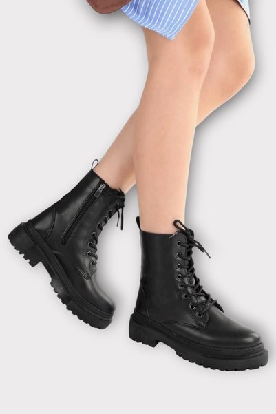 Jagulep Thick Sole Zippered Boots Women's Boots Black