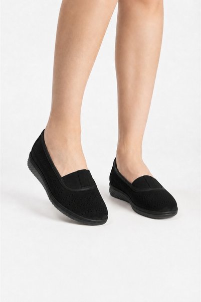 Jagulep Women's Orthopedic Comfort Sole Rubber Detail Casual Shoes Black