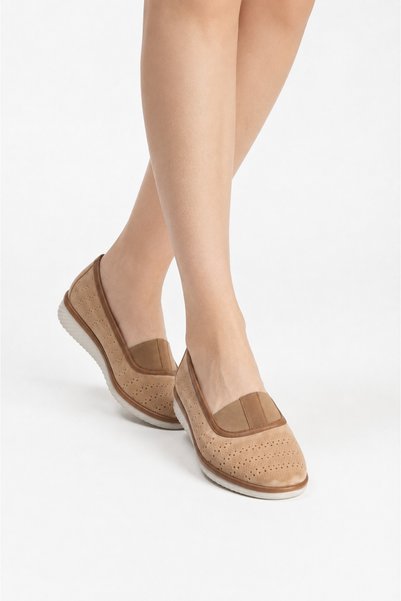 Jagulep Women's Orthopedic Comfort Sole Rubber Detail Casual Shoes Beige