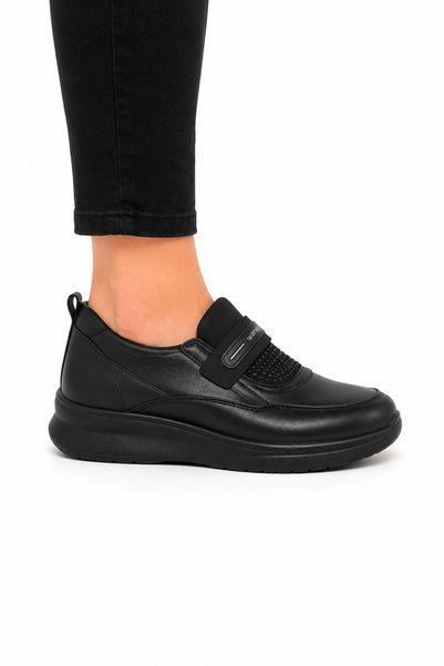 Jagulep Orthopedic Wedge Heel Stone Detailed Women's Casual Shoes Black