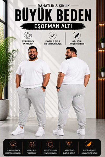 TREND ALİSSE Sevilla Plus Size Φούτερ - Ανδρικό Φούτερ με Τσέπες
