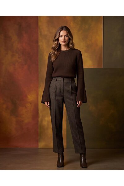 Trend Kapında Modern Sleeve Detailed Ribbed Knit Sweater