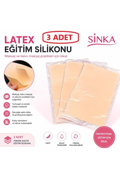 SİNKA Silikon YüzDüz Latex Kaş,Makyaj Eğitim Yüzü ( 3 Adet )