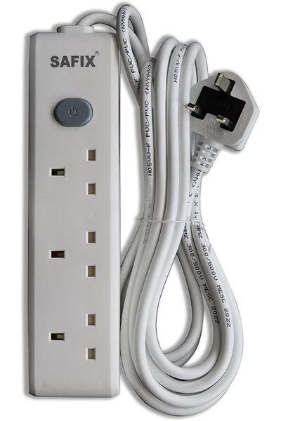 Safix 5 Yard Power Extension Cord, Multi plug with 3 Power Sockets and On Off...